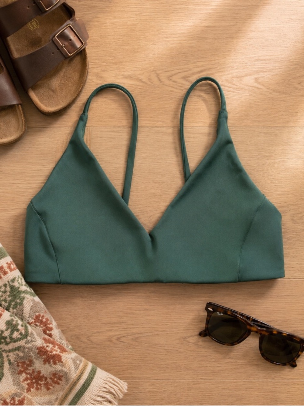 NWOT Left On Friday Sunday Bikini Top Womens Small Agave Green Travel Swimwear